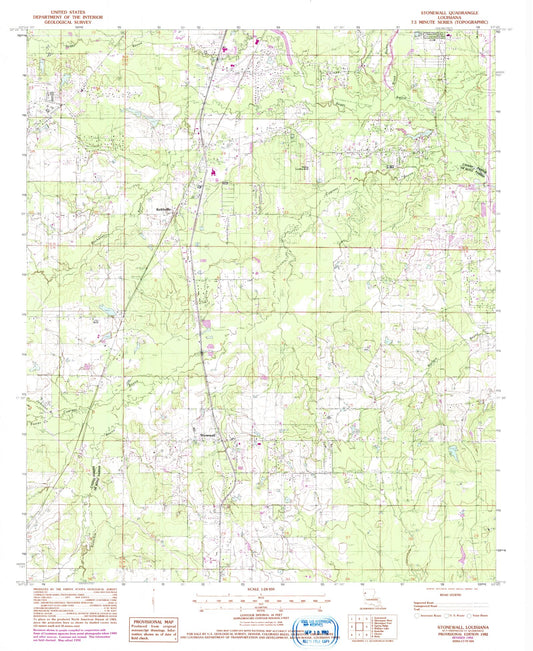 Classic USGS Stonewall Louisiana 7.5'x7.5' Topo Map Image