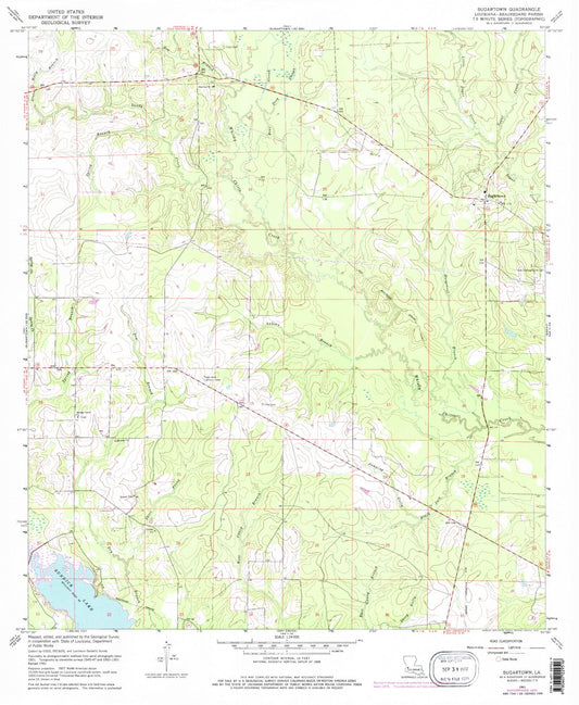 Classic USGS Sugartown Louisiana 7.5'x7.5' Topo Map Image