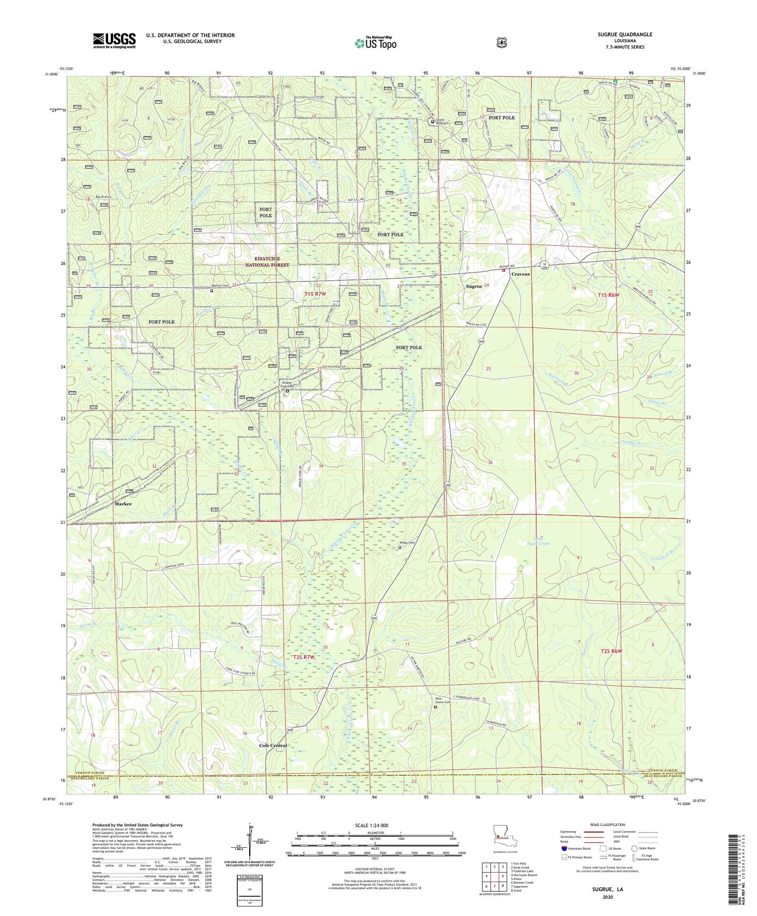 Sugrue Louisiana US Topo Map Image