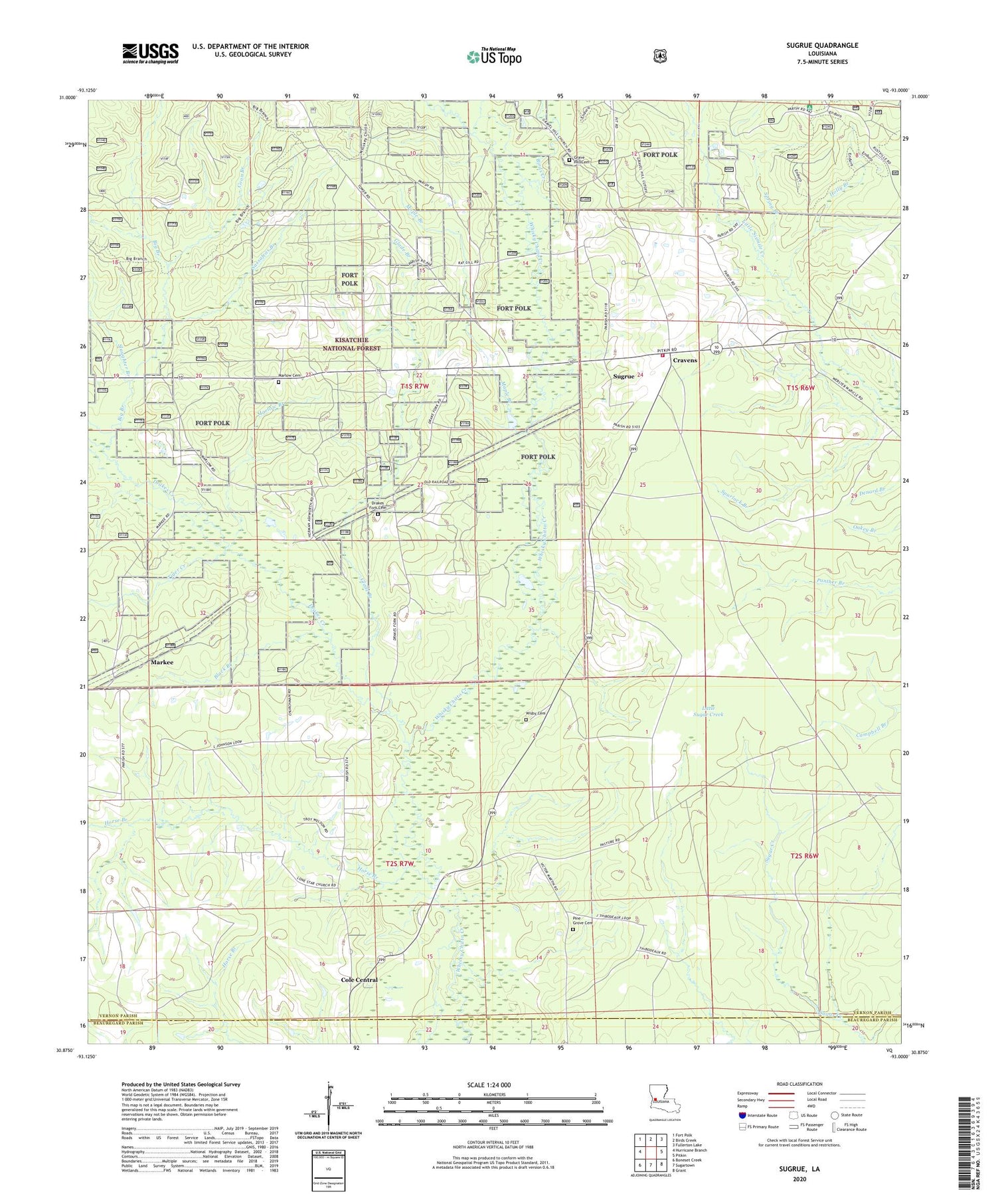 Sugrue Louisiana US Topo Map Image