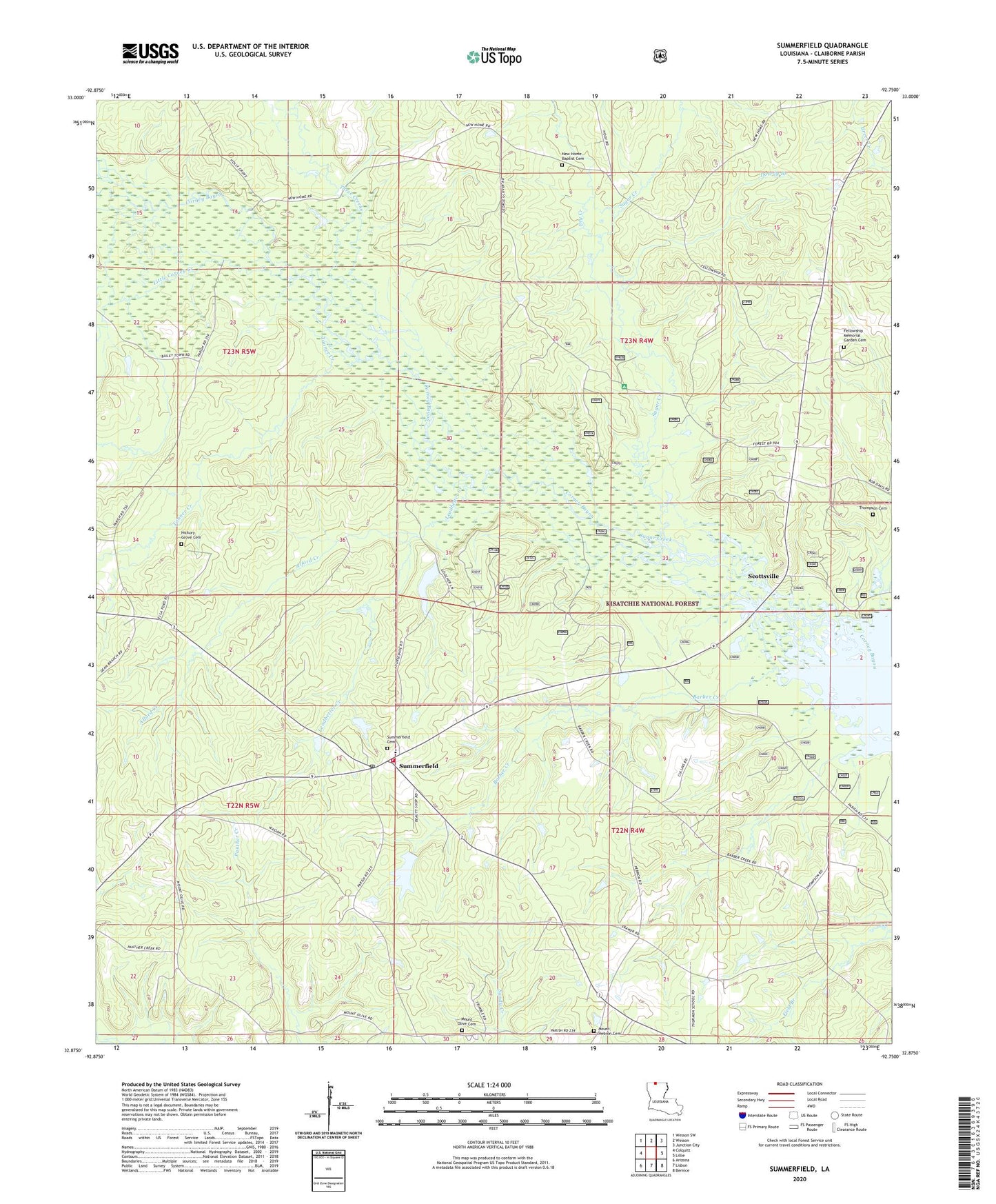 Summerfield Louisiana US Topo Map Image