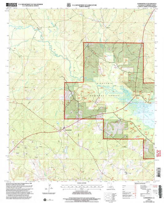 Classic USGS Summerfield Louisiana 7.5'x7.5' Topo Map Image