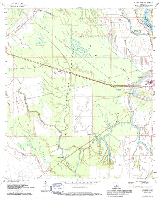 Classic USGS Swayze Lake Louisiana 7.5'x7.5' Topo Map Image
