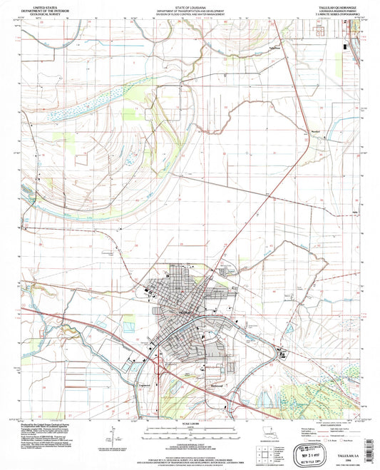 Classic USGS Tallulah Louisiana 7.5'x7.5' Topo Map Image