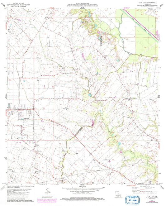 Classic USGS Tate Cove Louisiana 7.5'x7.5' Topo Map Image