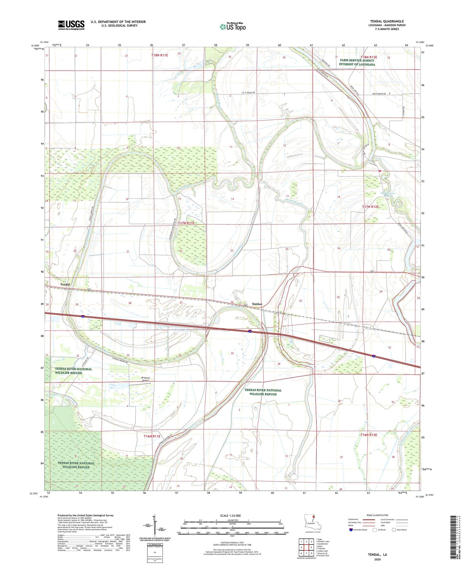 Tendal Louisiana US Topo Map Image