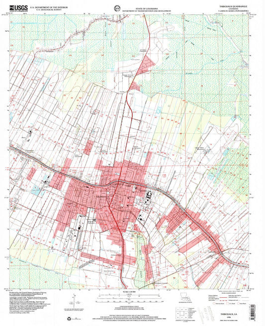 Classic USGS Thibodaux Louisiana 7.5'x7.5' Topo Map Image