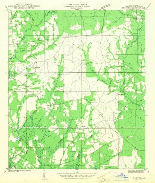 Classic USGS Sheridan Louisiana 7.5'x7.5' Topo Map Image
