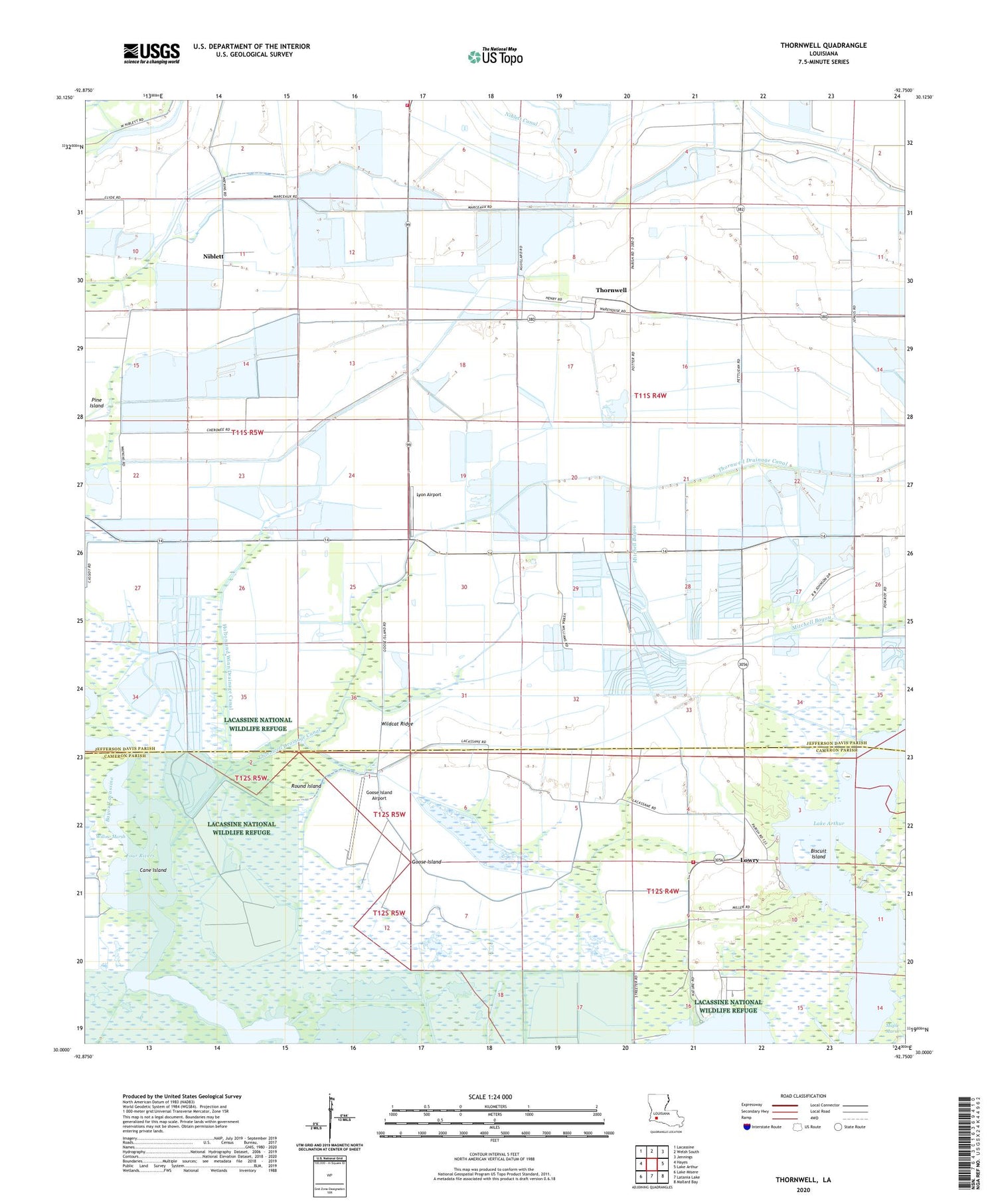 Thornwell Louisiana US Topo Map Image