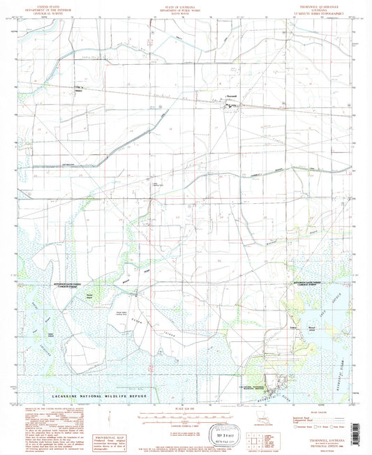 Classic USGS Thornwell Louisiana 7.5'x7.5' Topo Map Image