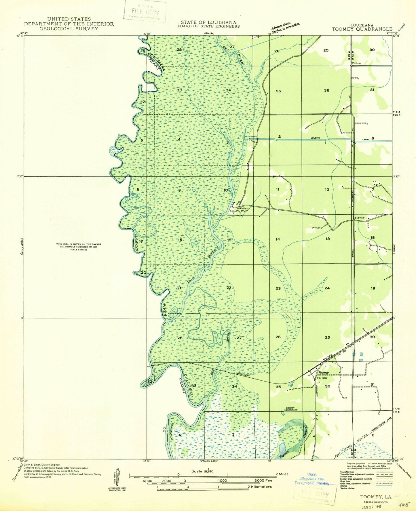 Classic USGS Echo Texas 7.5'x7.5' Topo Map Image