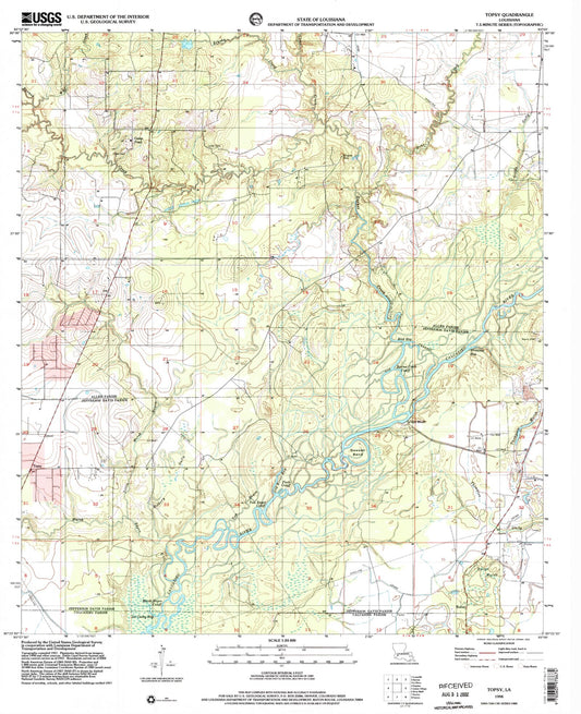 Classic USGS Topsy Louisiana 7.5'x7.5' Topo Map Image