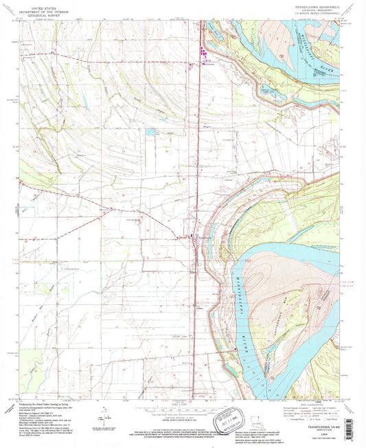 Classic USGS Transylvania Louisiana 7.5'x7.5' Topo Map Image