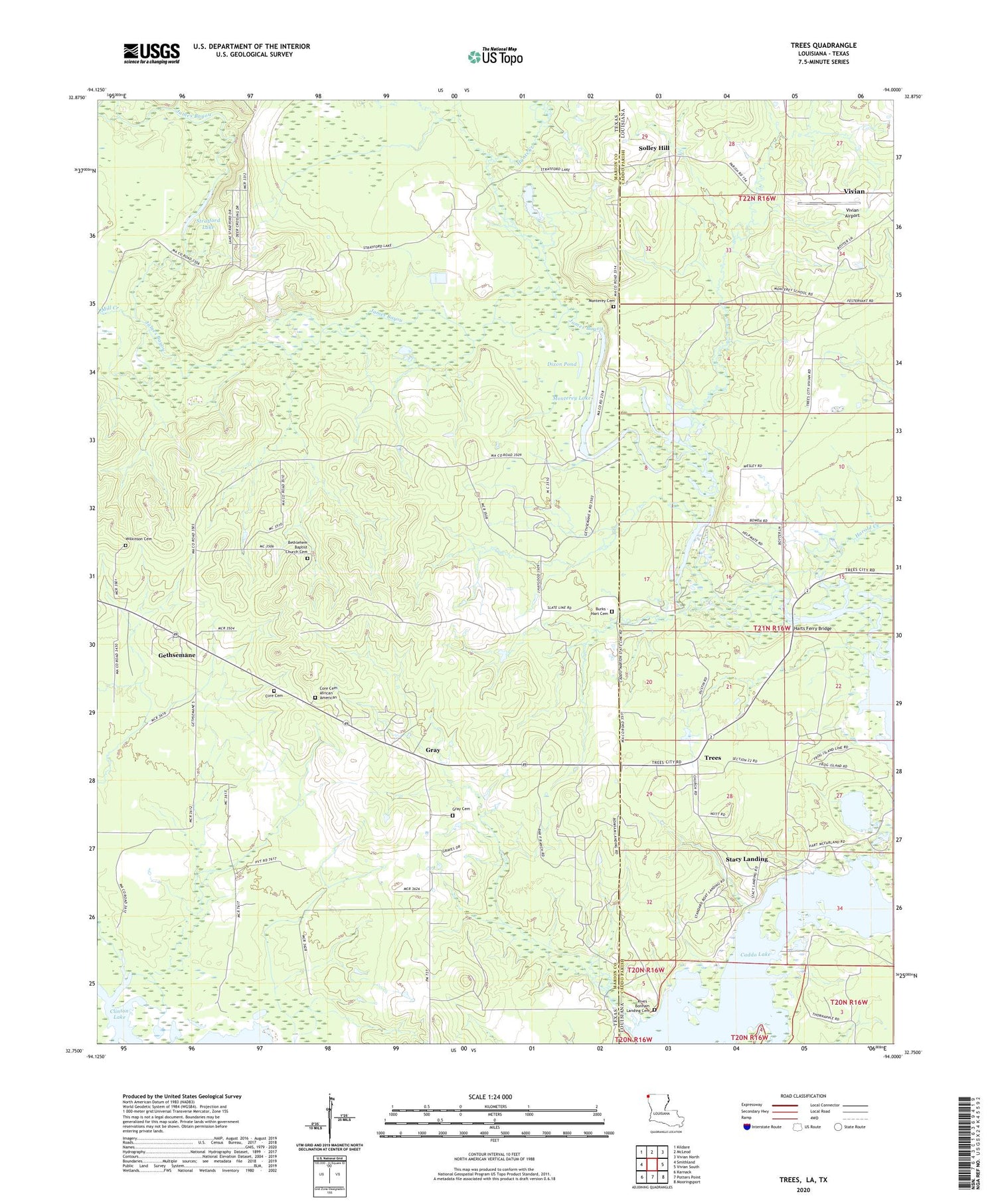 Trees Louisiana US Topo Map Image