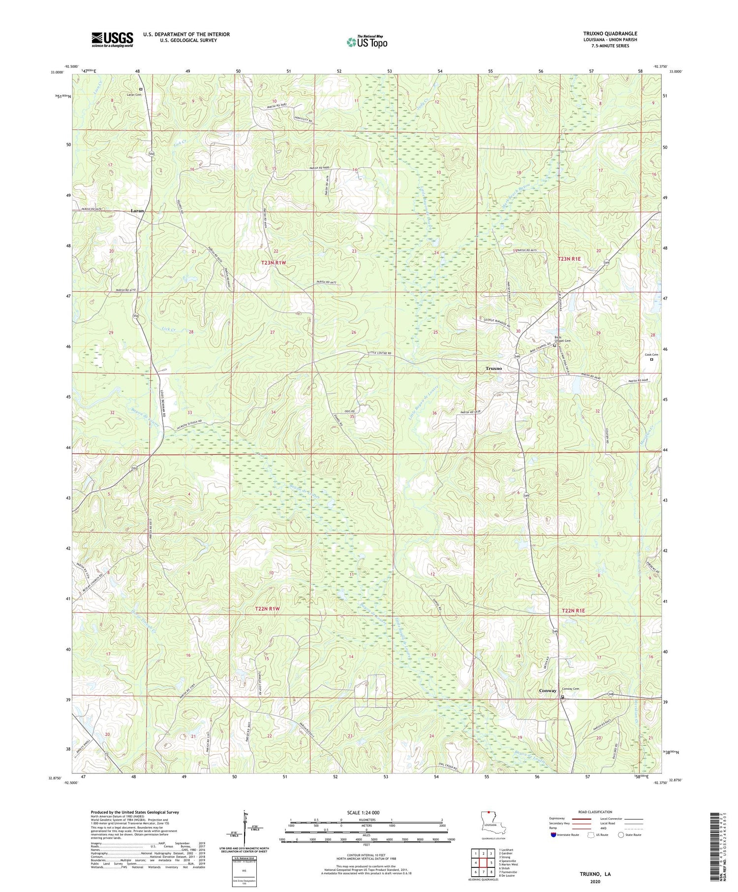Truxno Louisiana US Topo Map Image