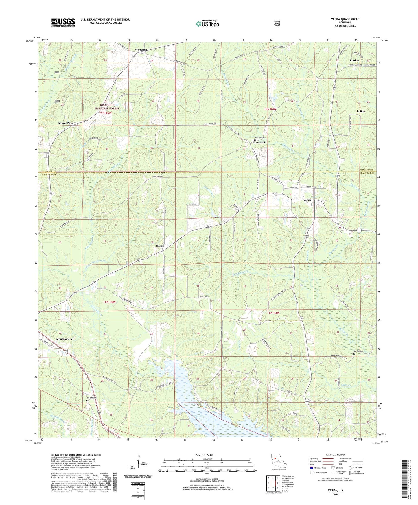 Verda Louisiana US Topo Map Image