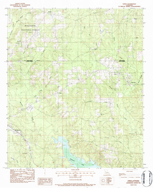 Classic USGS Verda Louisiana 7.5'x7.5' Topo Map Image