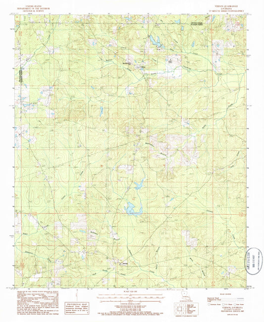 Classic USGS Vernon Louisiana 7.5'x7.5' Topo Map Image
