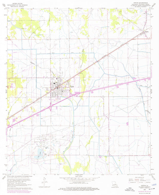 Classic USGS Vinton Louisiana 7.5'x7.5' Topo Map Image