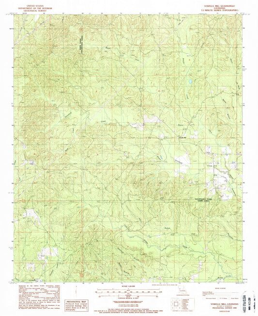 Classic USGS Vowells Mill Louisiana 7.5'x7.5' Topo Map Image