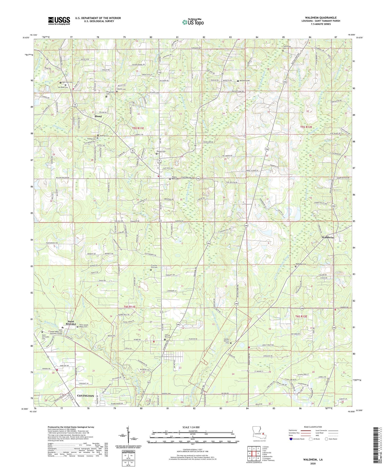 Waldheim Louisiana US Topo Map Image