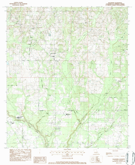 Classic USGS Waldheim Louisiana 7.5'x7.5' Topo Map Image