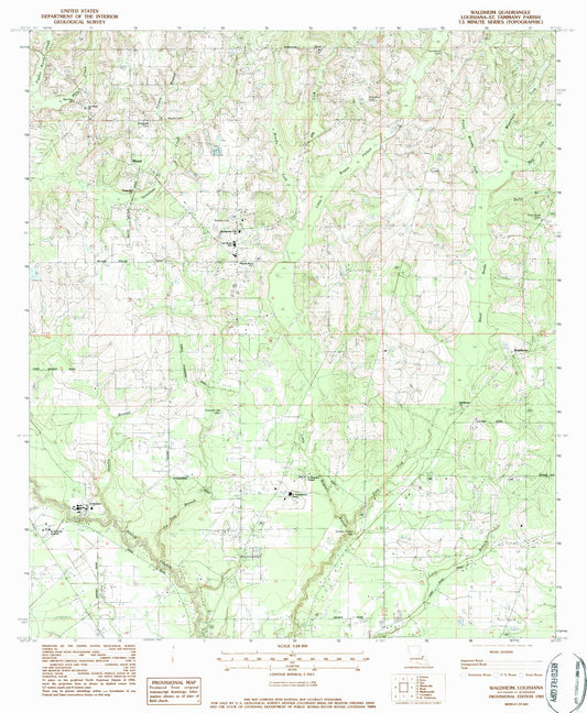Classic USGS Waldheim Louisiana 7.5'x7.5' Topo Map Image