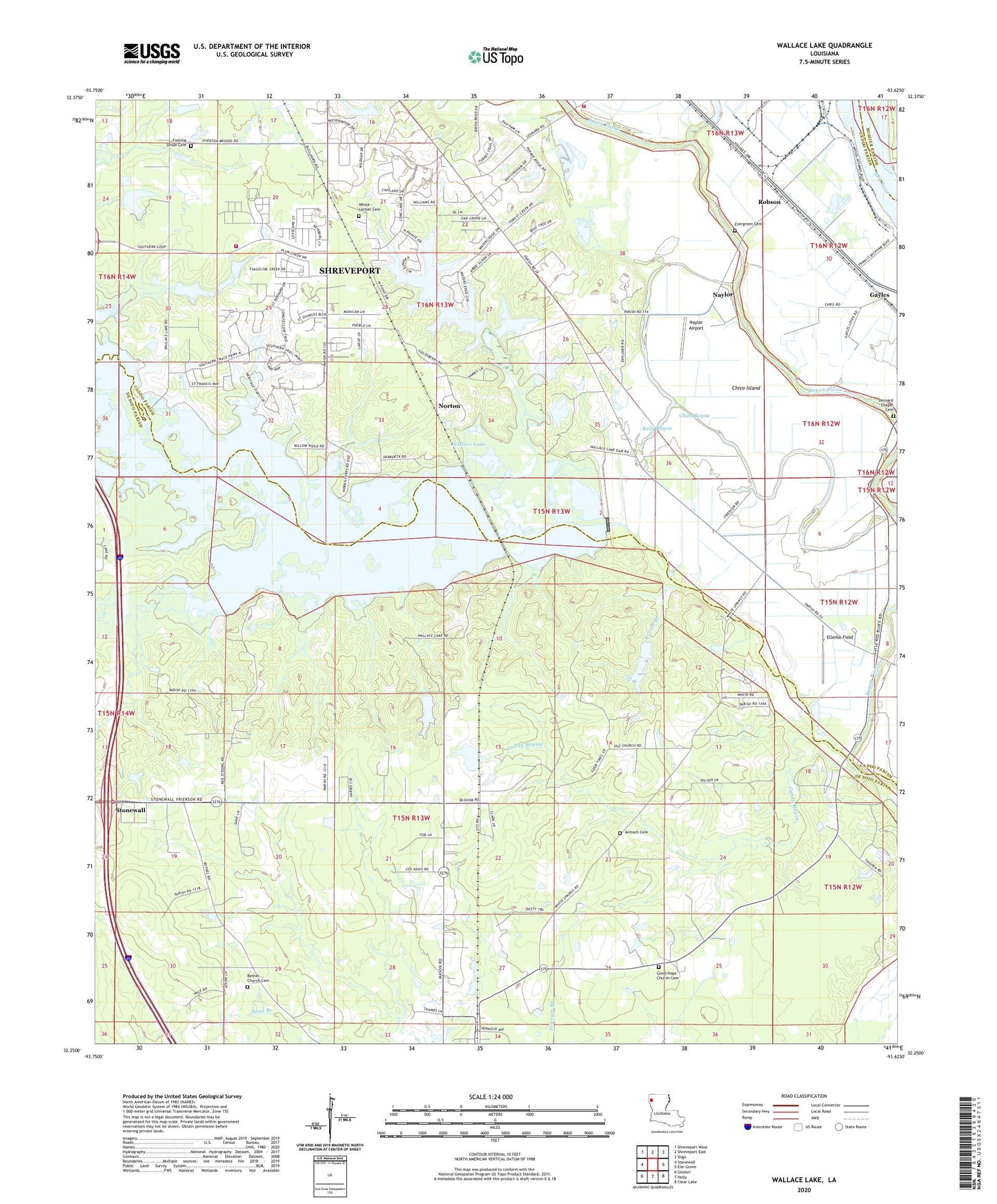 Wallace Lake Louisiana US Topo Map Image