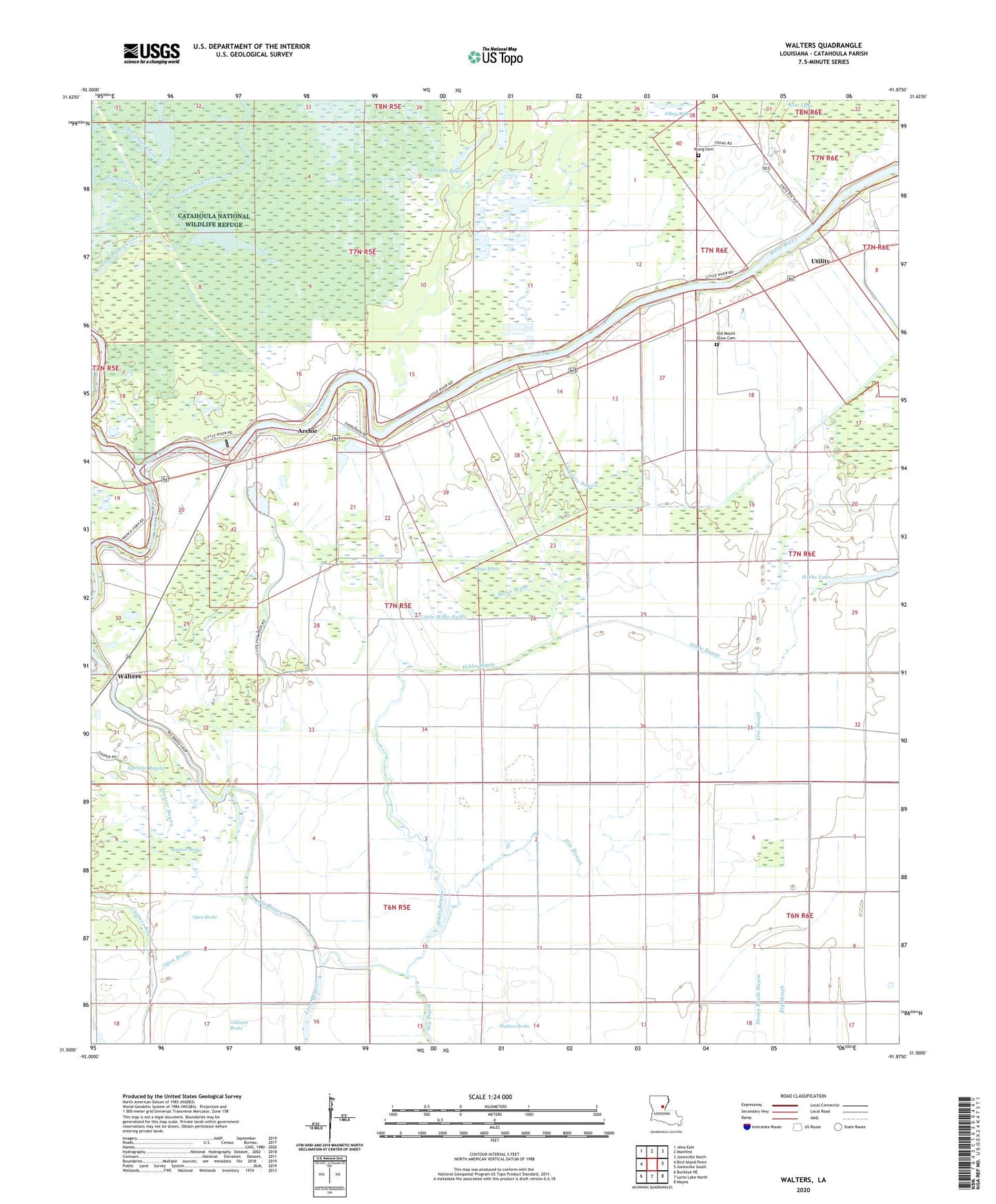 Walters Louisiana US Topo Map Image