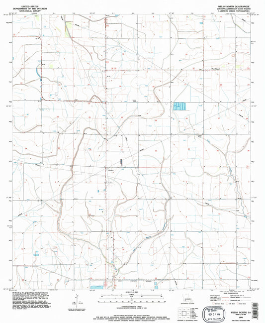 Classic USGS Welsh North Louisiana 7.5'x7.5' Topo Map Image