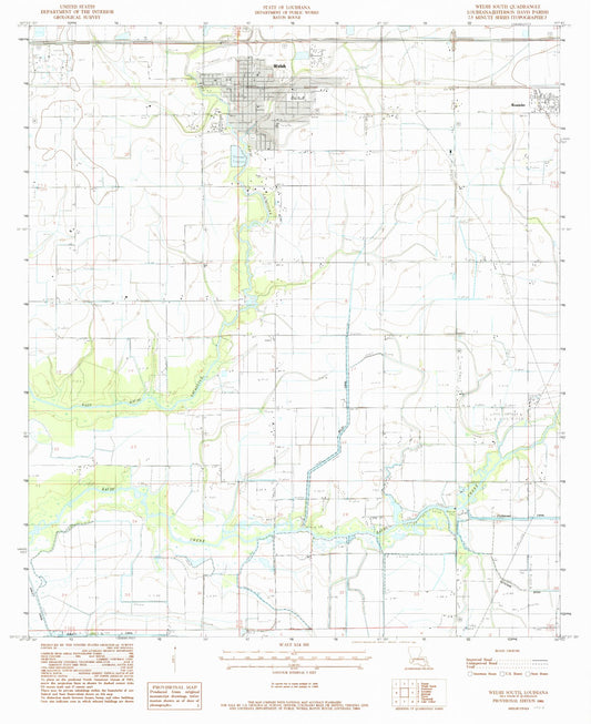 Classic USGS Welsh South Louisiana 7.5'x7.5' Topo Map Image