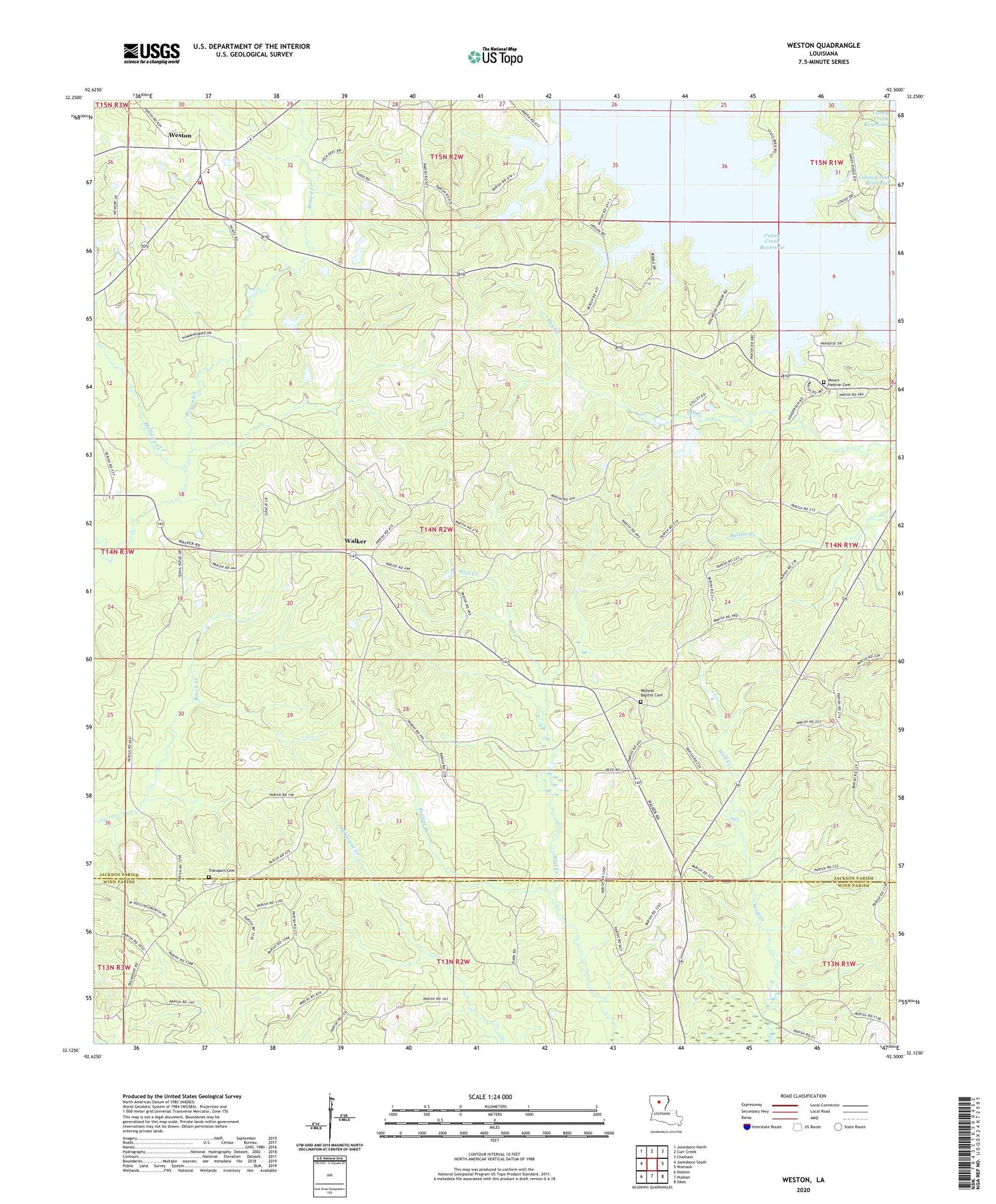 Weston Louisiana US Topo Map Image