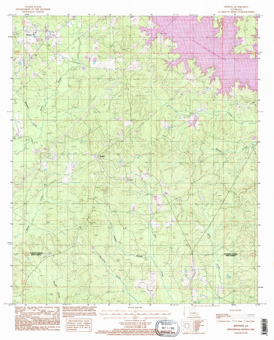 Classic USGS Weston Louisiana 7.5'x7.5' Topo Map Image