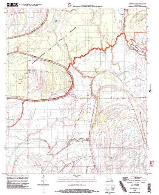 Classic USGS Westwood Louisiana 7.5'x7.5' Topo Map Image