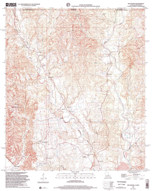 Classic USGS Weyanoke Louisiana 7.5'x7.5' Topo Map Image