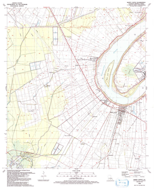 Classic USGS White Castle Louisiana 7.5'x7.5' Topo Map Image