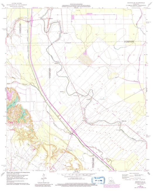 Classic USGS Whiteville Louisiana 7.5'x7.5' Topo Map Image
