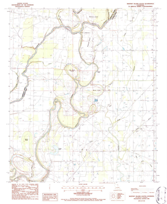 Classic USGS Whitney Island South Louisiana 7.5'x7.5' Topo Map Image