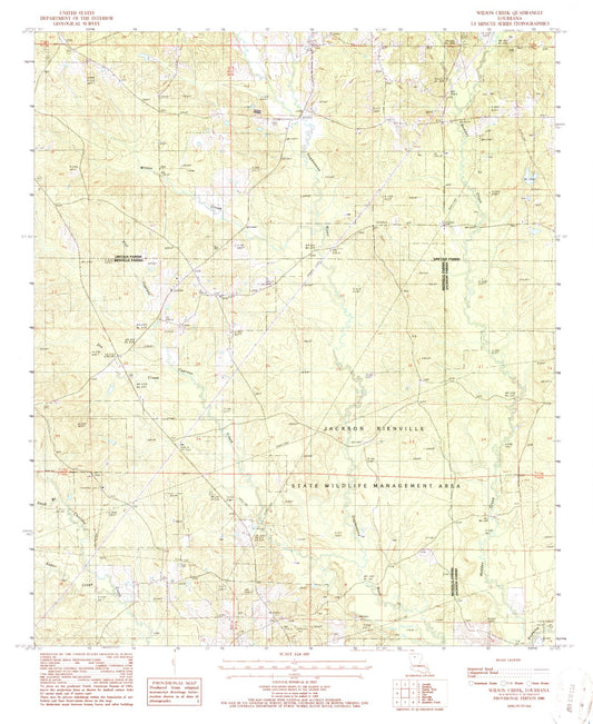 Classic USGS Wilson Creek Louisiana 7.5'x7.5' Topo Map Image
