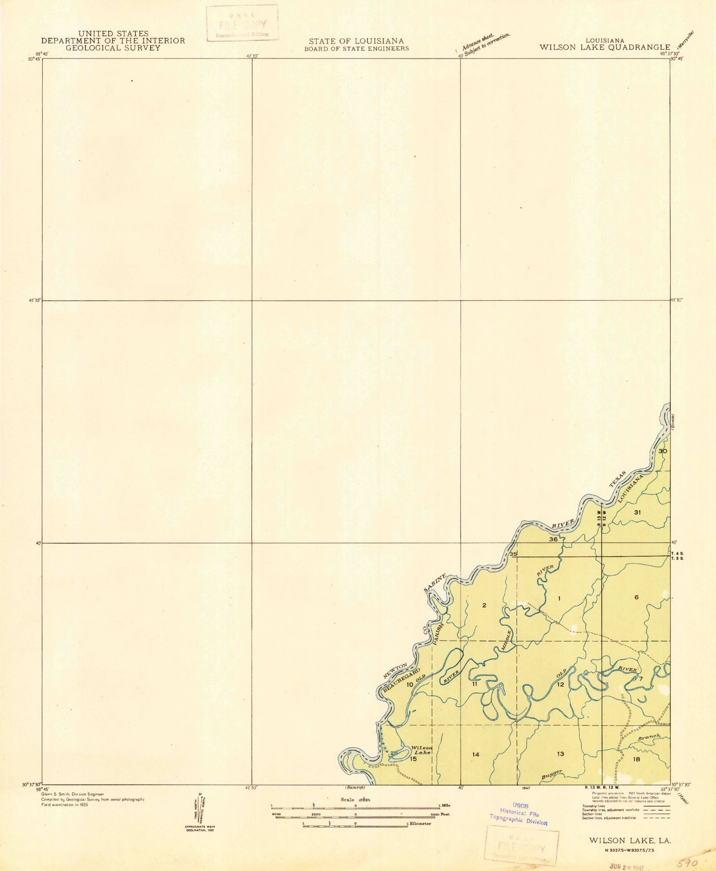 Classic USGS Bon Wier Texas 7.5'x7.5' Topo Map Image