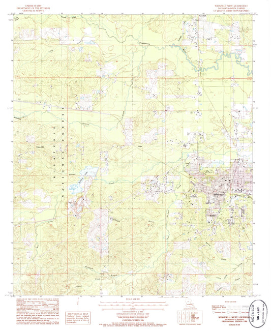 Classic USGS Winnfield West Louisiana 7.5'x7.5' Topo Map Image