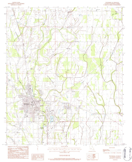 Classic USGS Winnsboro Louisiana 7.5'x7.5' Topo Map Image