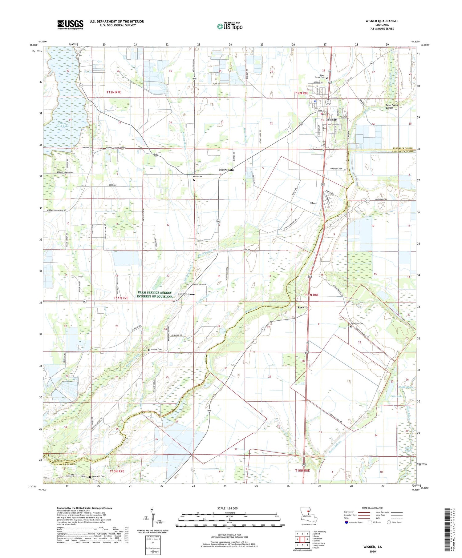 Wisner Louisiana US Topo Map Image