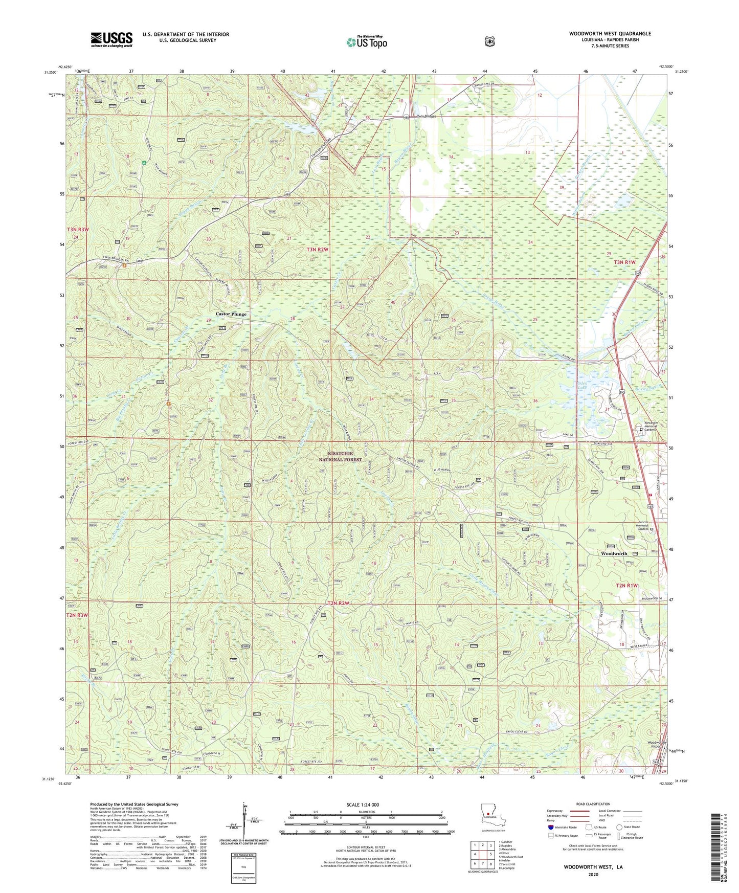 Woodworth West Louisiana US Topo Map Image