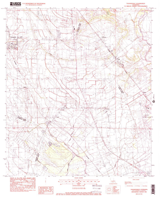 Classic USGS Youngsville Louisiana 7.5'x7.5' Topo Map Image