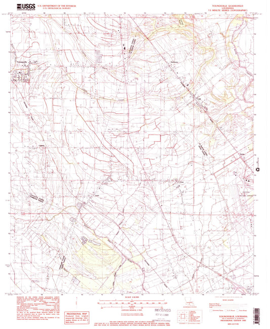 Classic USGS Youngsville Louisiana 7.5'x7.5' Topo Map Image