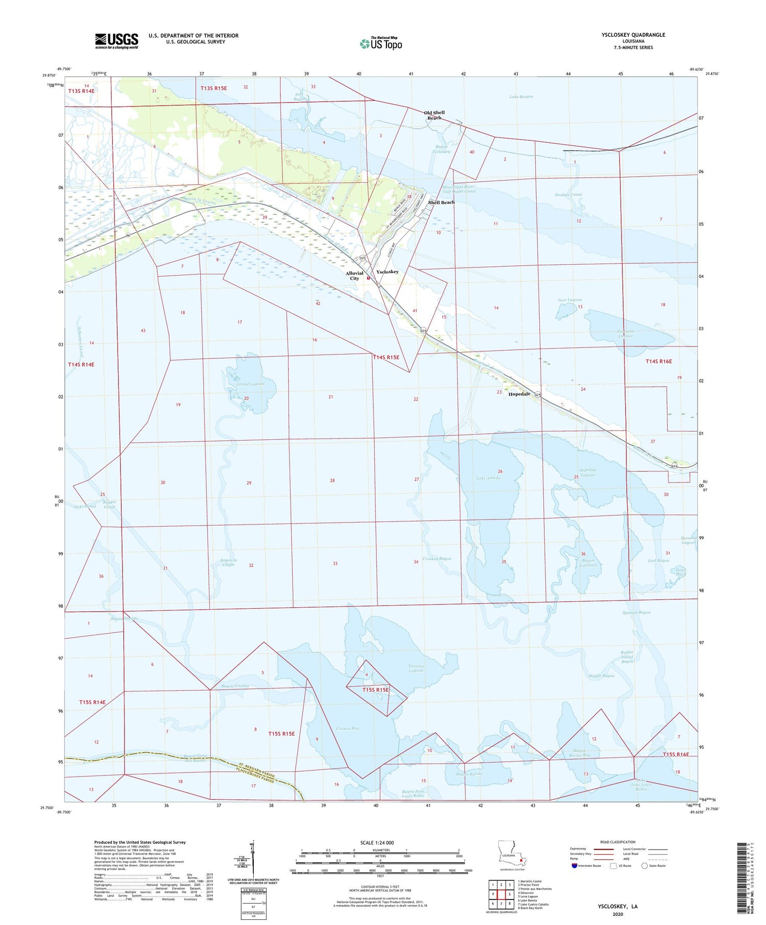 Yscloskey Louisiana US Topo Map Image