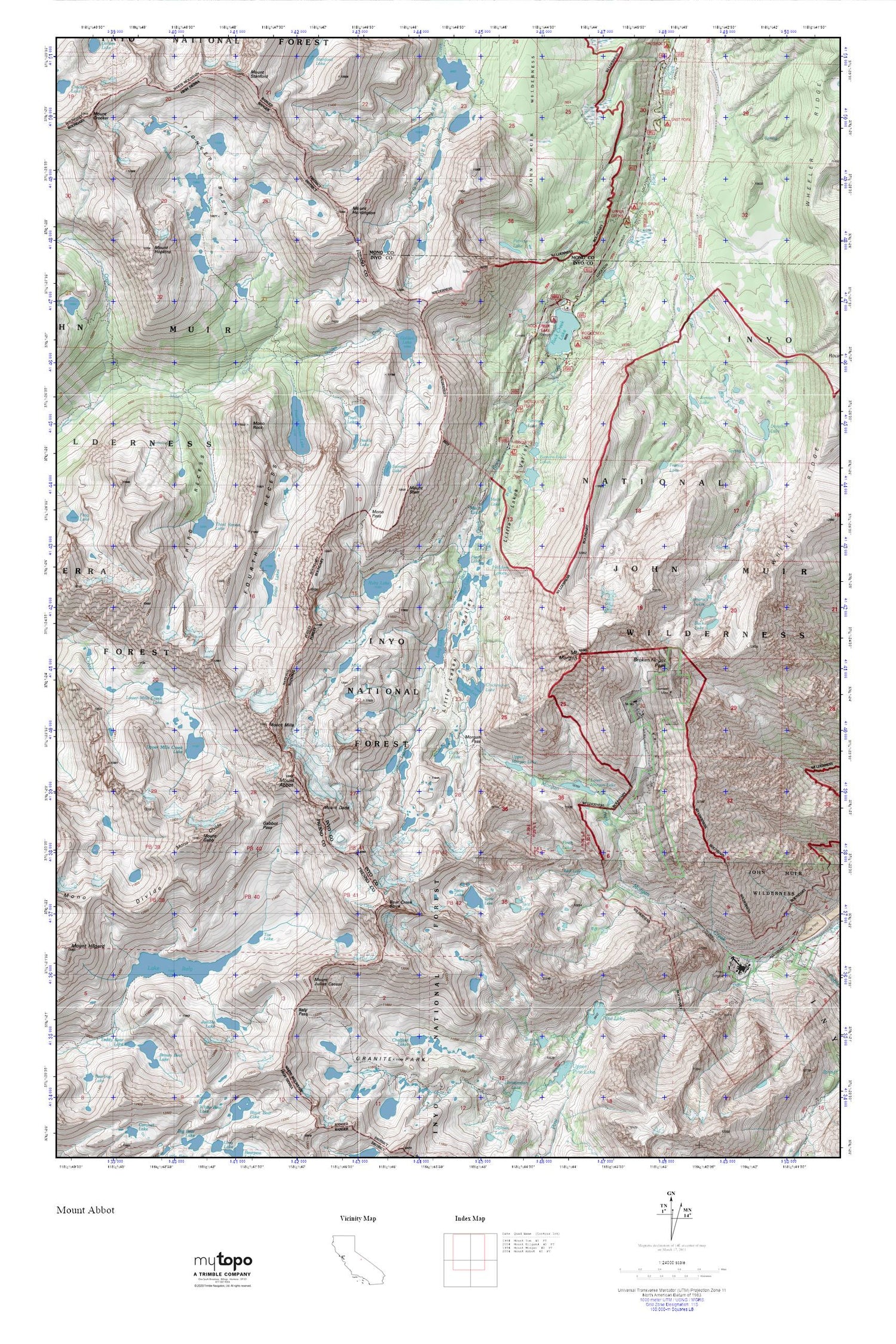 Little Lakes Valley MyTopo Explorer Series Map Image