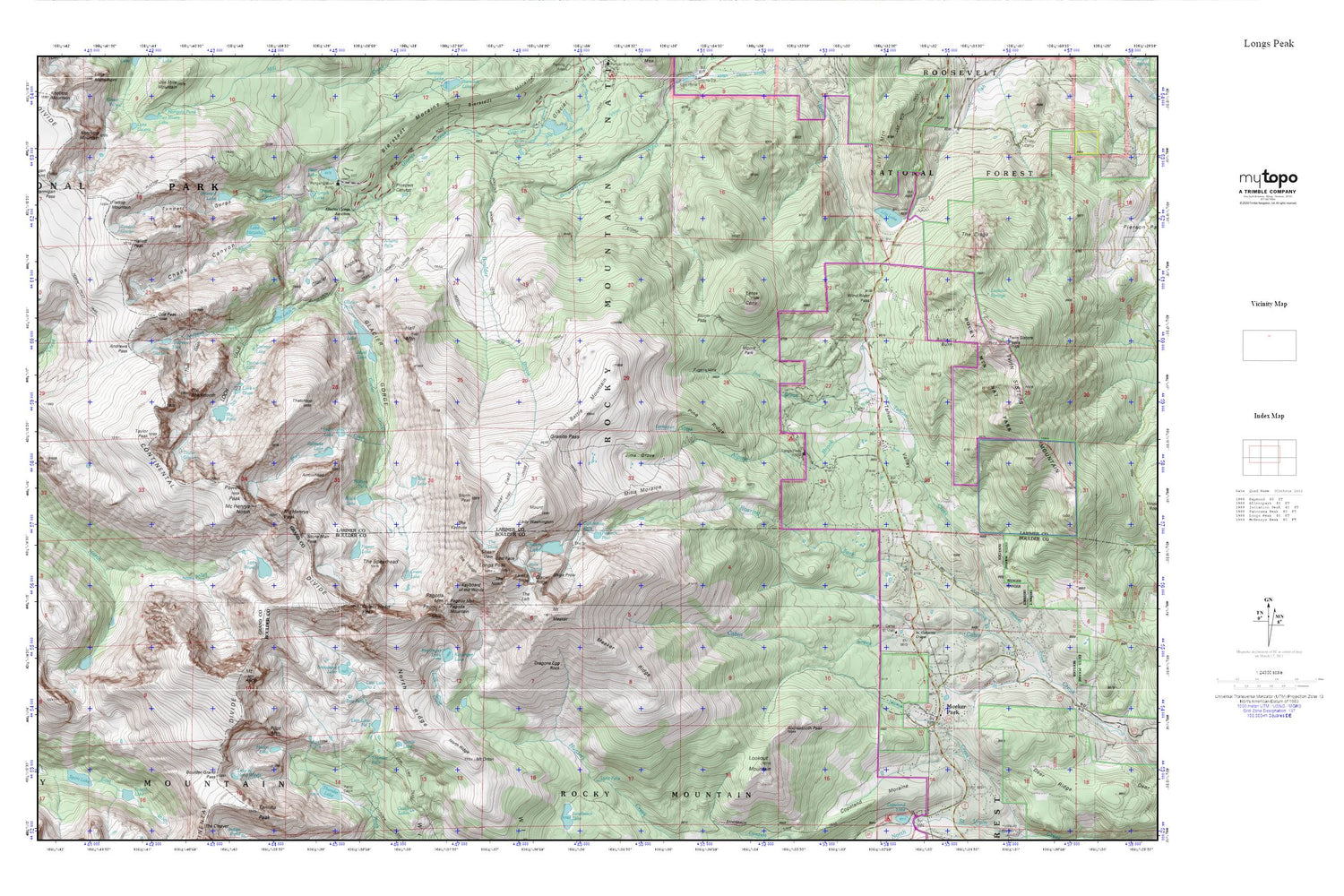 Longs Peak MyTopo Explorer Series Map Image