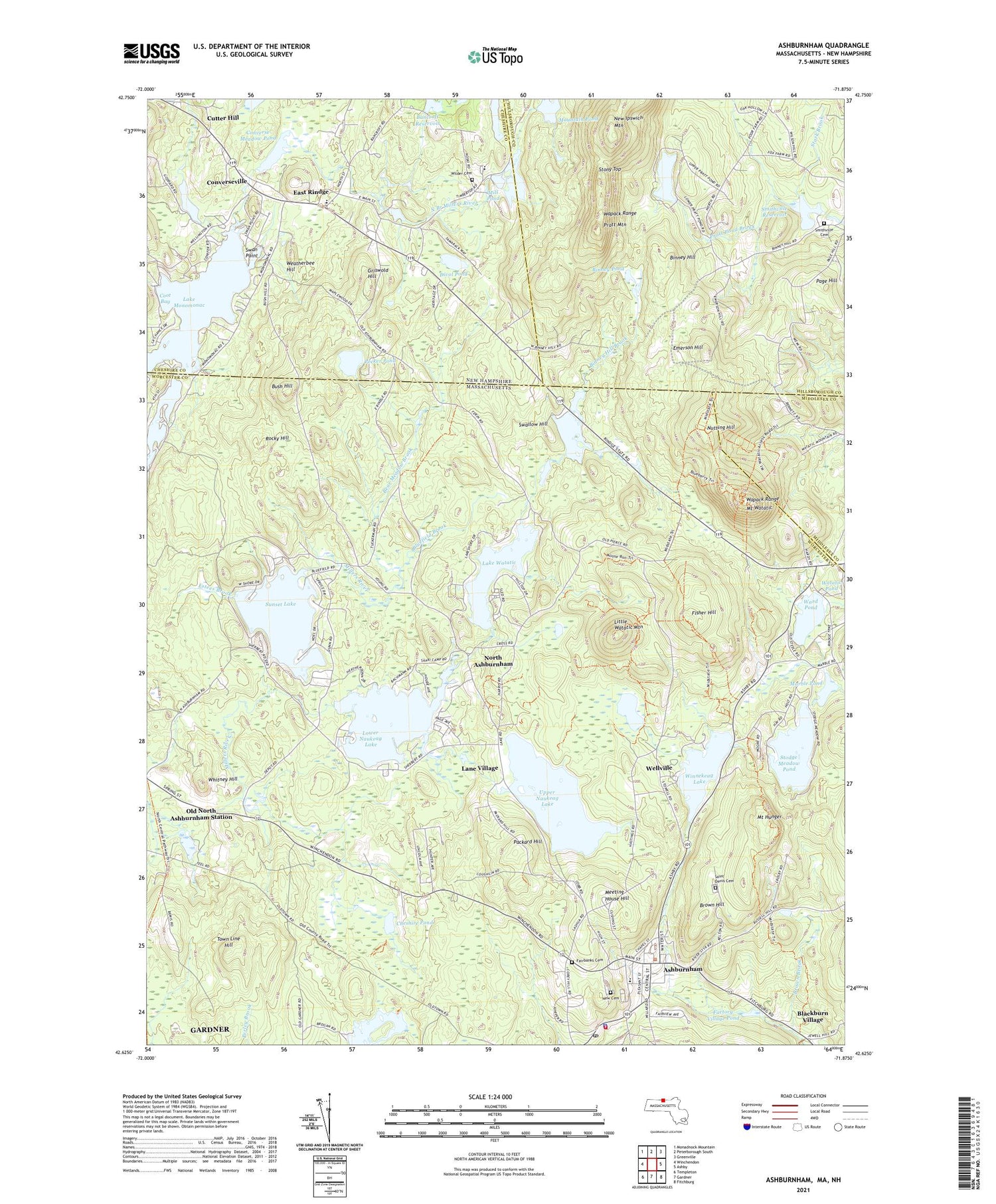 Ashburnham Massachusetts US Topo Map Image